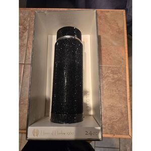 House of Harlow 1960 BLACK RHINESTONE 24oz TUMBLER Insulated Stainless Steel